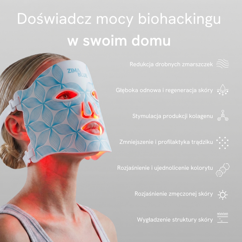 Maska LED na Twarz MK1 | Terapia Fotonowa do Domu | 7 Kolorów Światła | Zima Blue Cosmetics