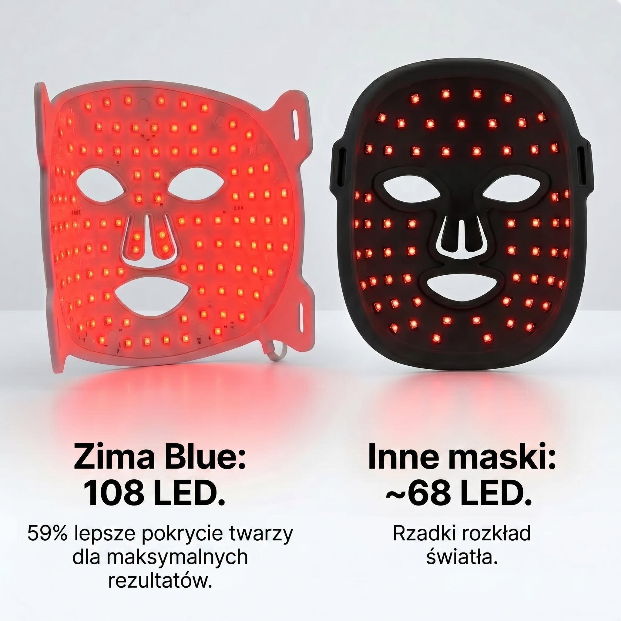 Maska LED na Twarz MK1 | Terapia Fotonowa do Domu | 7 Kolorów Światła | Zima Blue Cosmetics